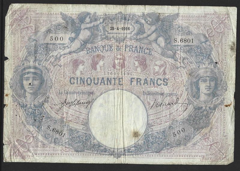 France, 50 Francs, 25.4.1916