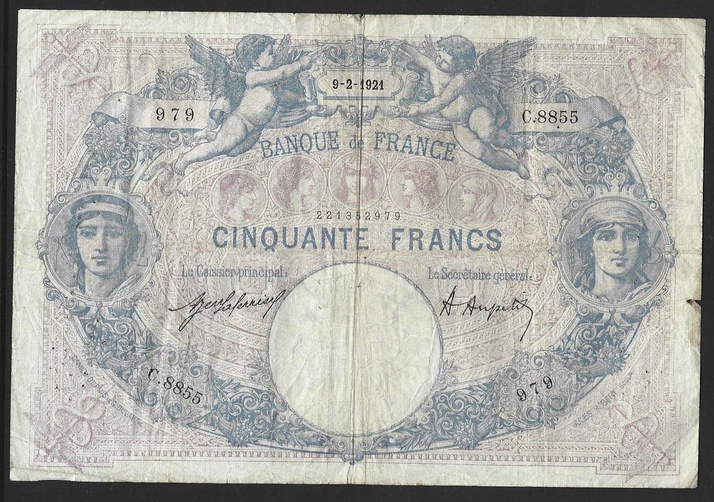 France, 50 Francs, 9.2.1921