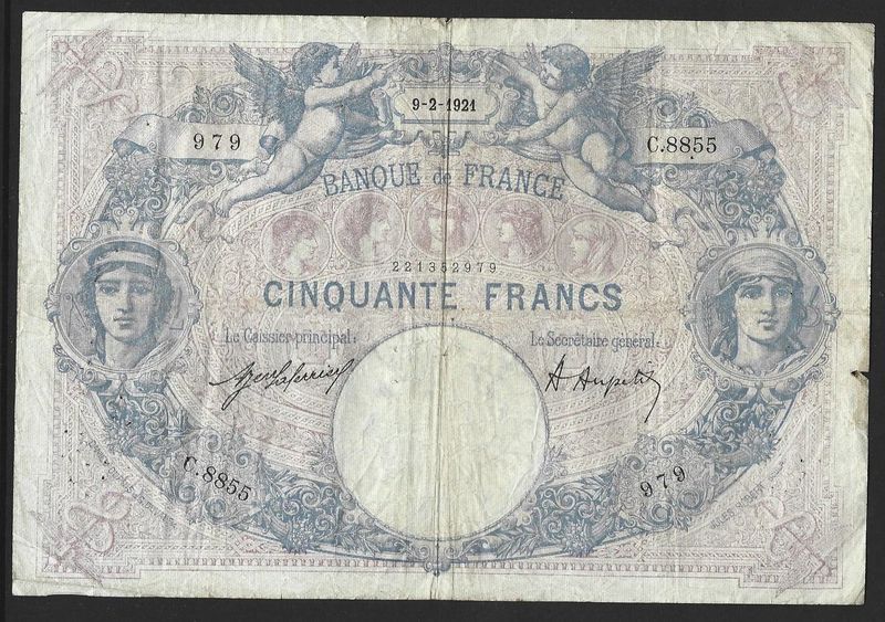 France, 50 Francs, 9.2.1921