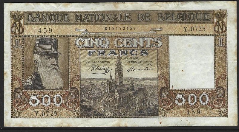 Belgium, 500 Francs, 24.2.1945.