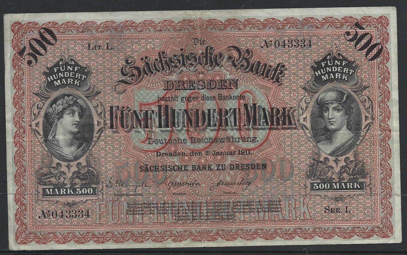 German States, Saxony, 500 Mark, 2.1.1911.