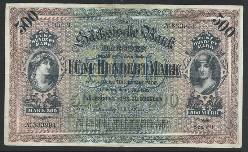 German States, Saxony, 500 Mark, 1.7.1922.