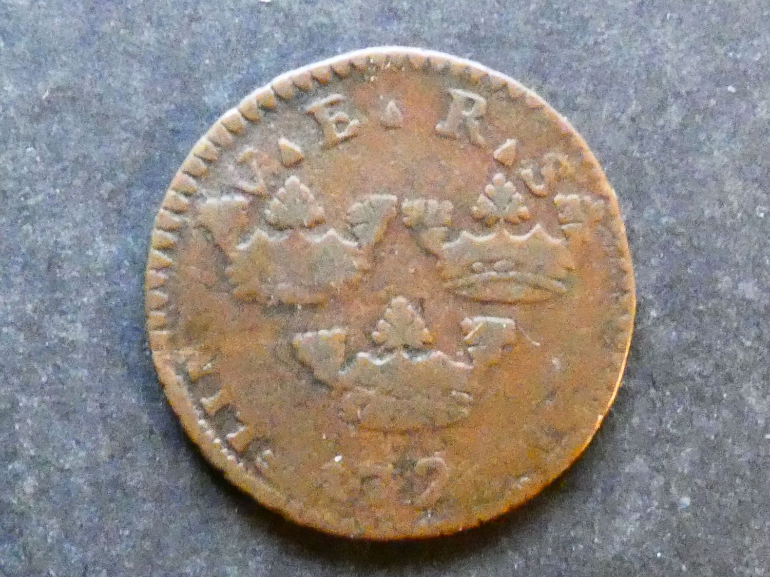 Sweden, 1 Ore, 1720, overstruck on 1 Daler of 1718. Sweden, 1 Ore, 1720, overstruck on 1 Daler of 1718.