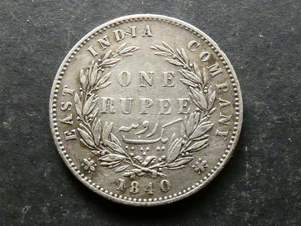 India, 1 Rupee, 1840. India, 1 Rupee, 1840.