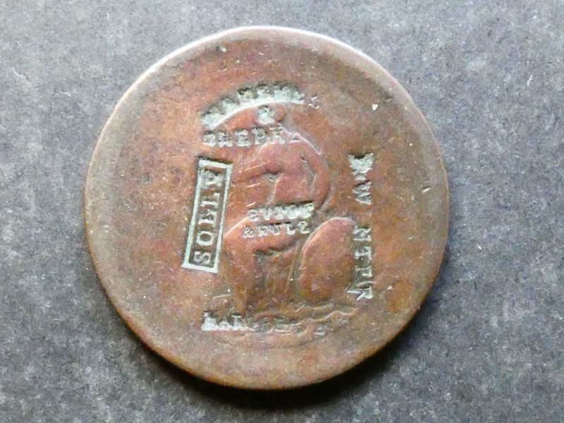 Great Britain, Halfpenny, 1799, multiple countermarks