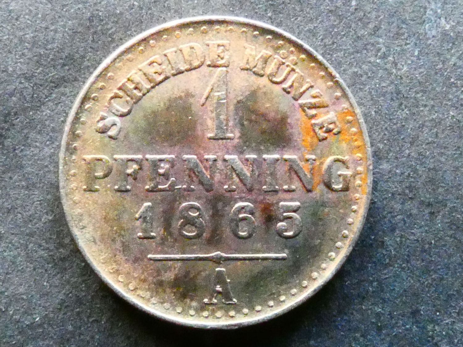 German States, Prussia, 1 Pfenning, 1865A, Pattern in nickel German States, Prussia, 1 Pfenning, 1865A, Pattern in nickel