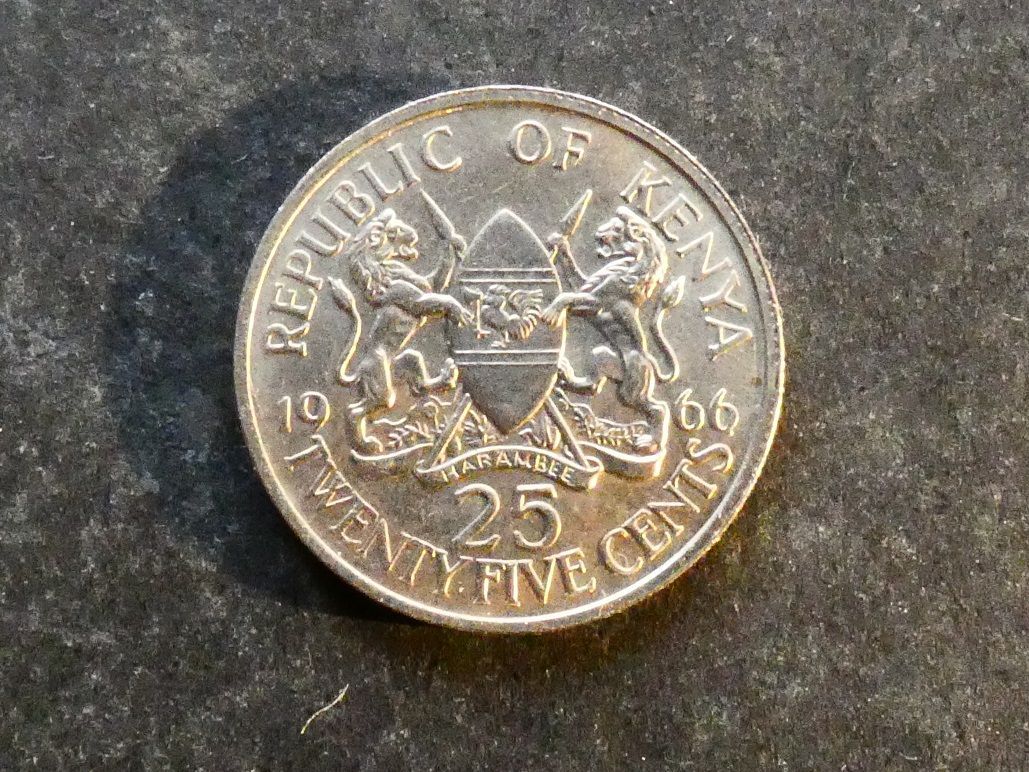 Kenya, 25 Cents, 1966