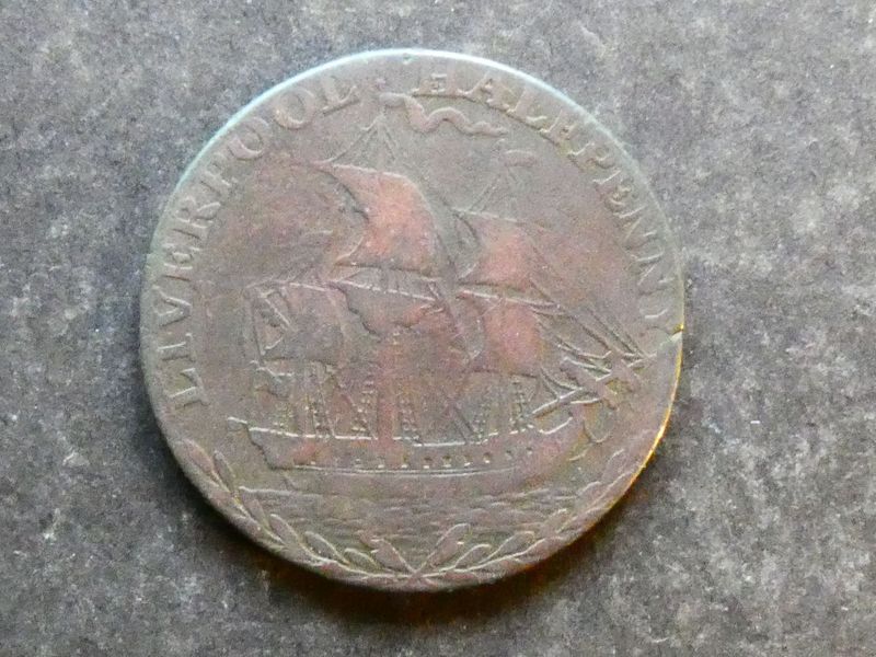 18th Century Halfpenny, Lancashire, Mule; Liverpool/Lancaster, DH-114