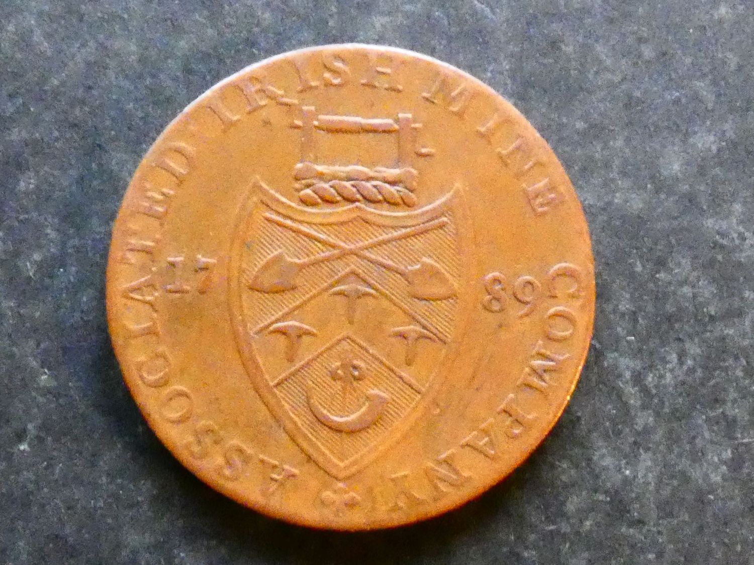 18th Century Halfpenny, Ireland, Wicklow, Associated Irish Mines, 1789, DH-28 18th Century Halfpenny, Ireland, Wicklow, Associated Irish Mines, 1789, DH-28
