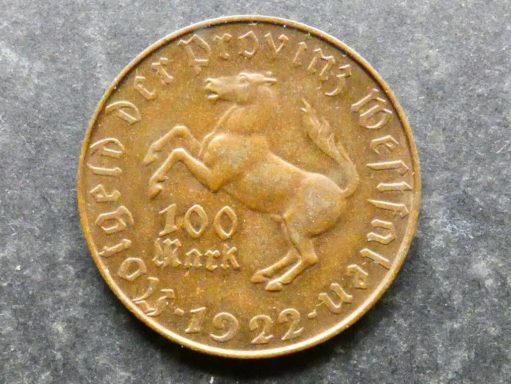 Germany, Westphalia, notgeld token, 100 Mark, 1922