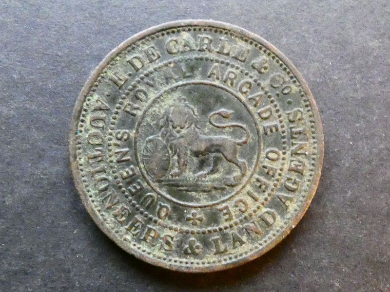 Australia, 1d token, Victoria, 1855, E. De Carle & Co, Melbourne
