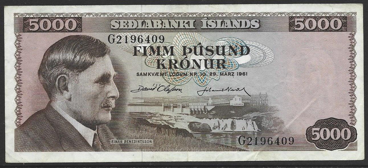 Iceland, 5000 Kronur, L.1961(1967-1971)