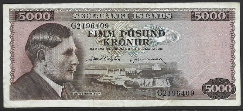 Iceland, 5000 Kronur, L.1961(1967-1971)