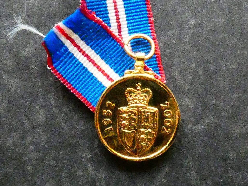 Great Britain, Queen's Golden Jubilee Medal, 2002, miniature.