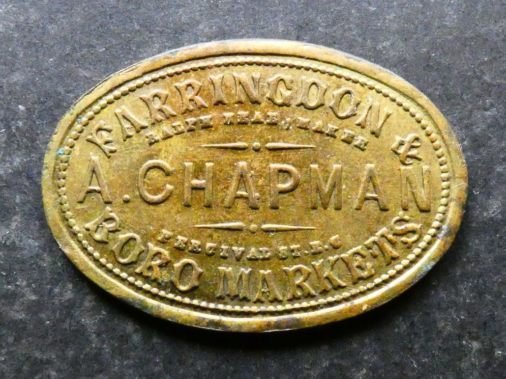 Market token, A. Chapman, Farringdon & Boro, 1 Shilling.