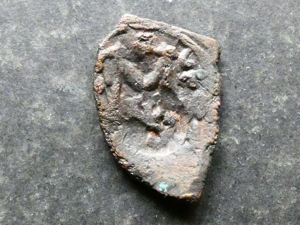Arab-Byzantine, AE Fals,  countermarked "adl" on Byzantine Follis.