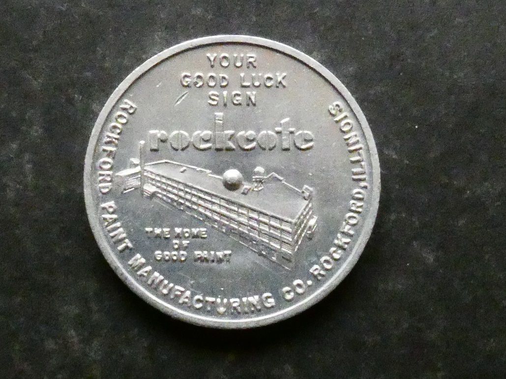 United States of America, advertising, United States of America, advertising, "spinner" token, Rockcote Paint.
