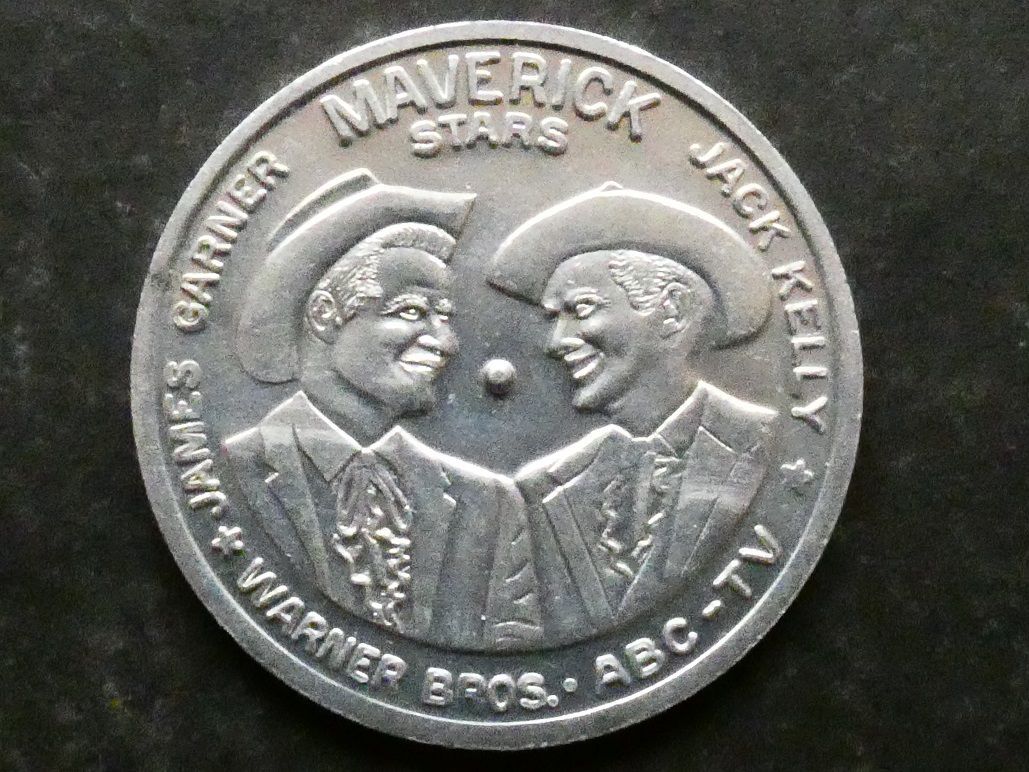United States of America, advertising, "spinner" token, Kaiser quilted foil, and ABC TV's "Maverick"