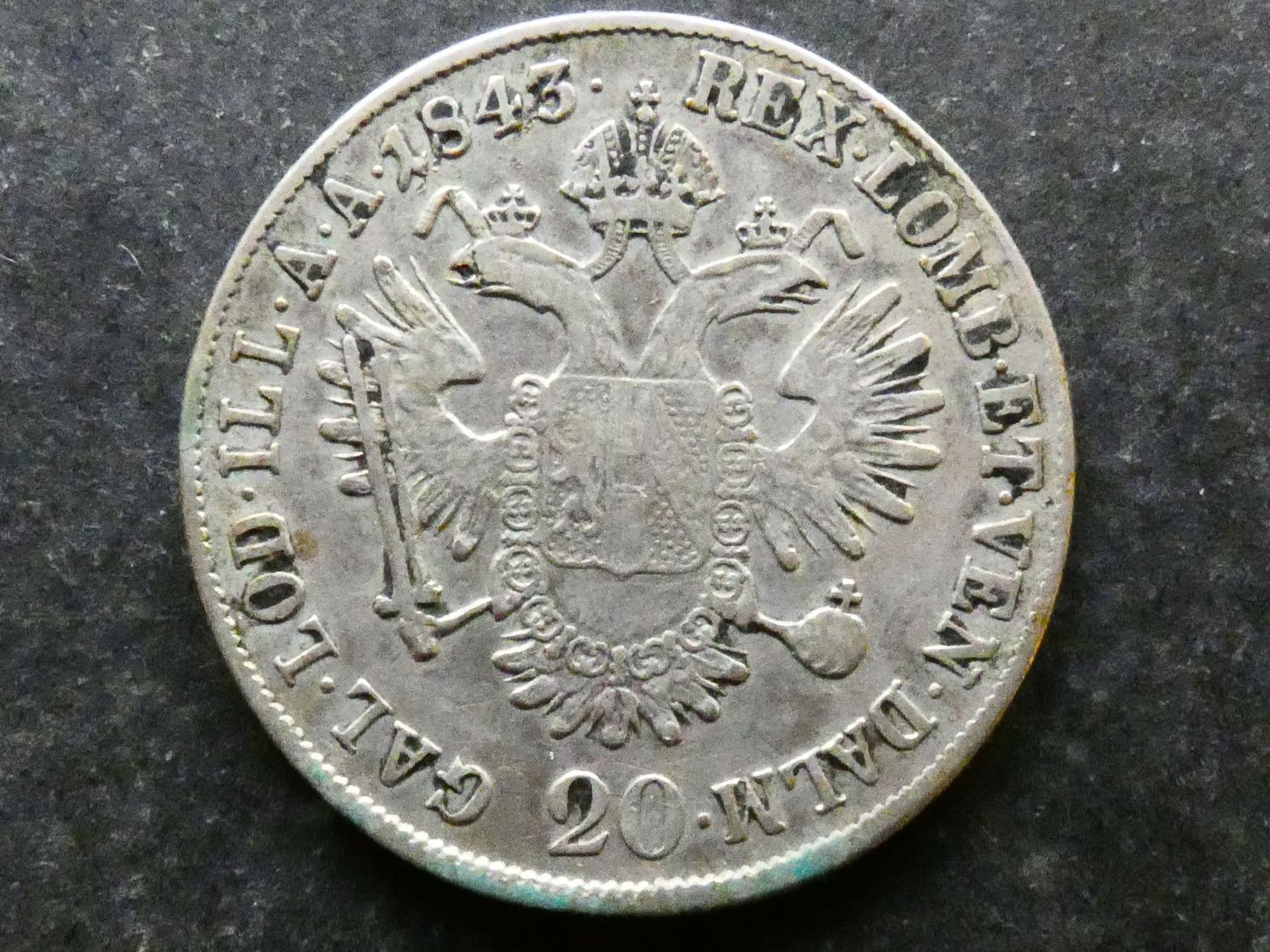 Austria, 20 Kreuzer, 1843E