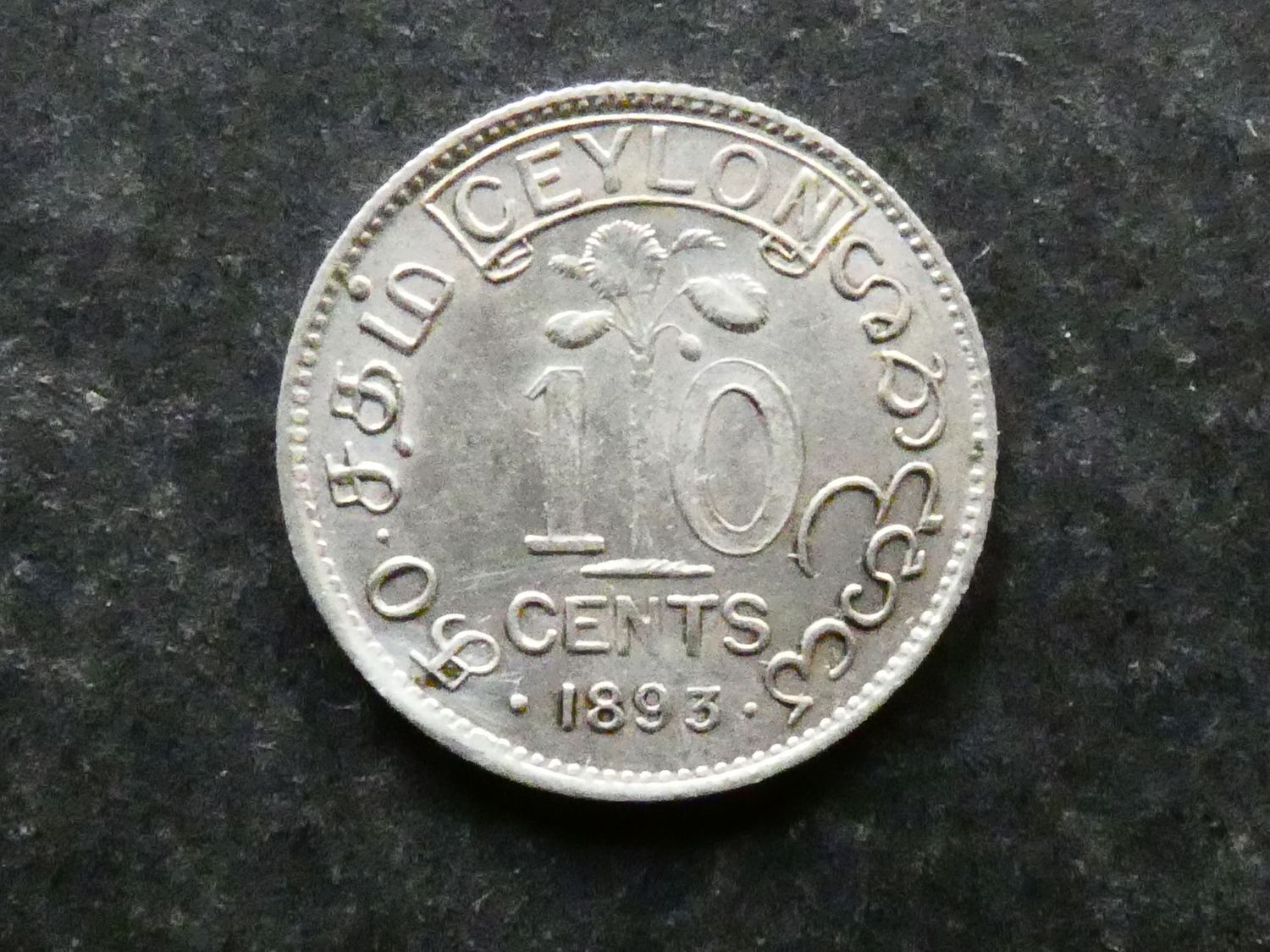 Ceylon, 10 Cents, 1893
