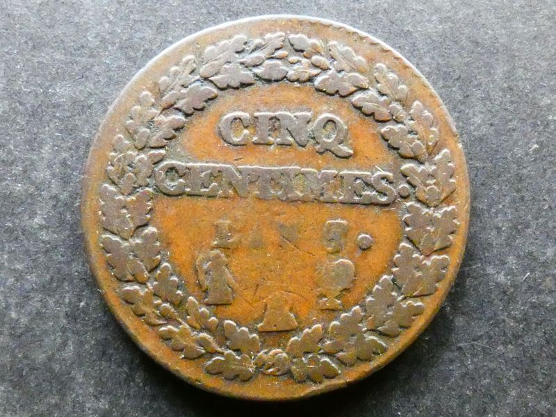 France, First Republic, 5 Centimes, L'An 7/5 A/R