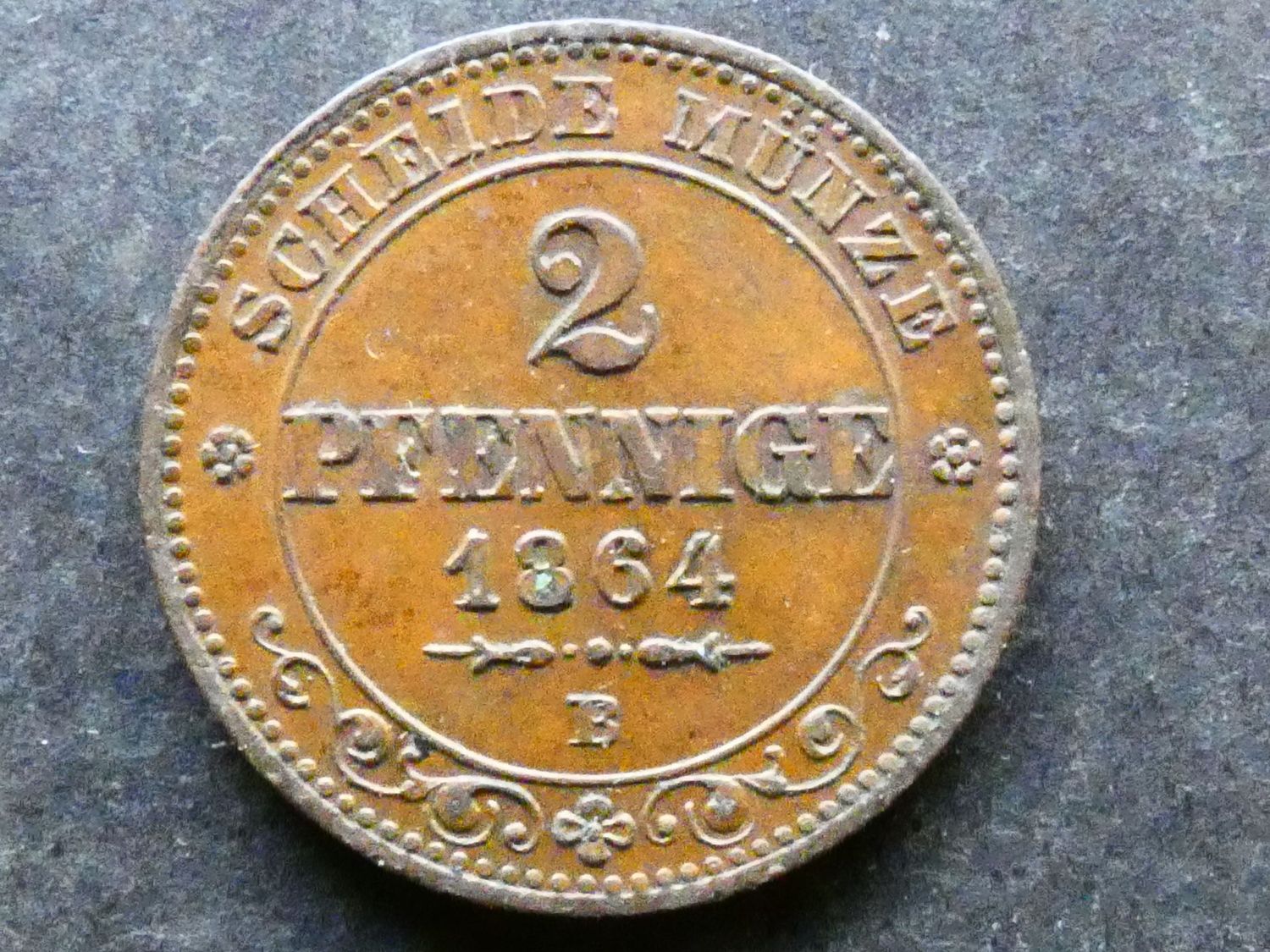 German States, Saxony, 2 Pfennige, 1864B