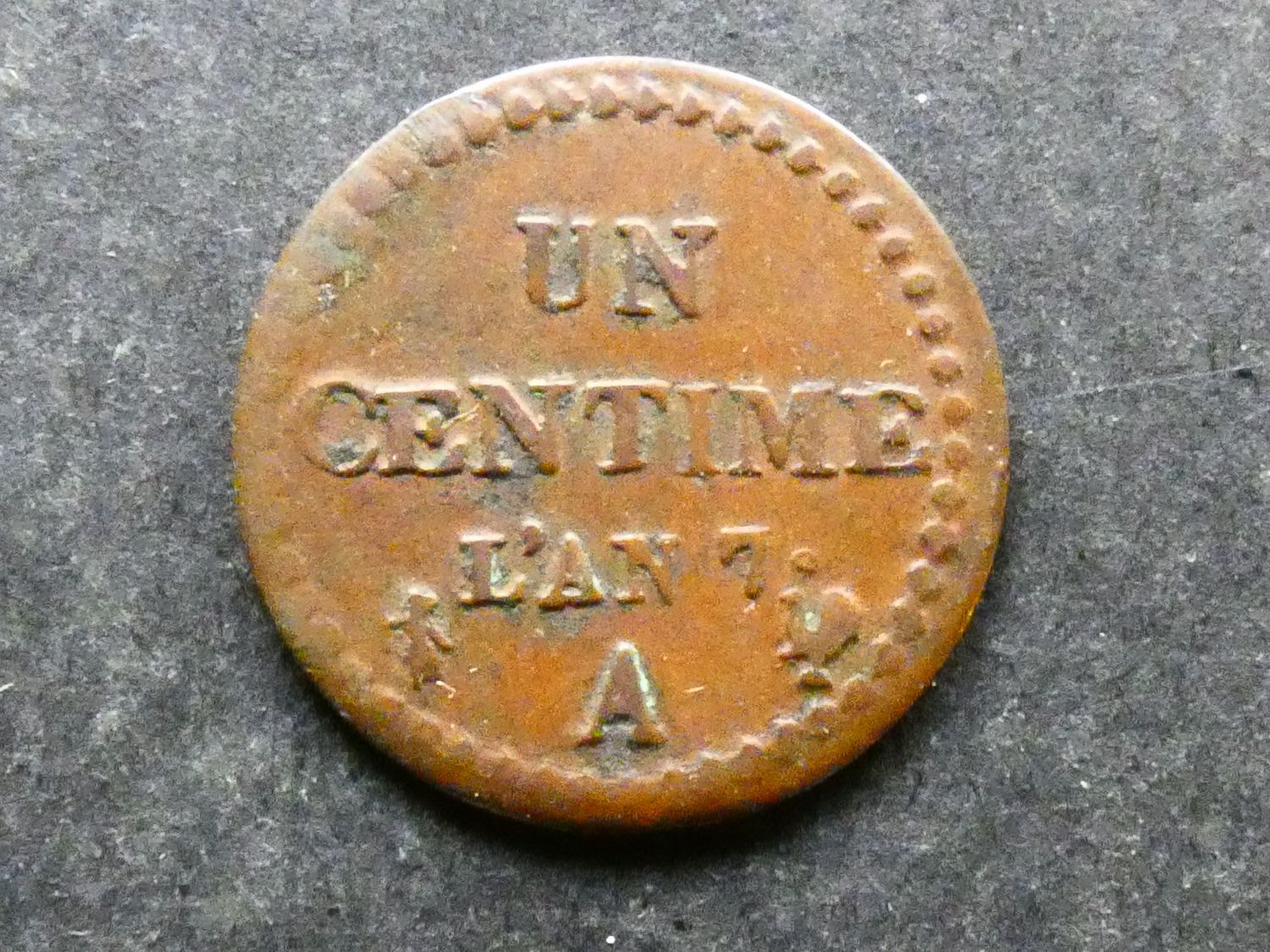France, First Republic, 1 Centime, L'An 7A