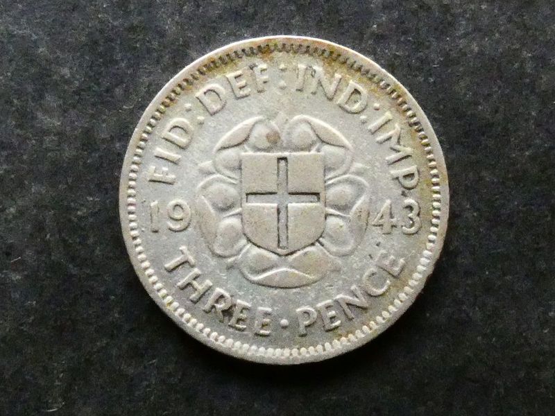 Threepence, 1943, currency issue.