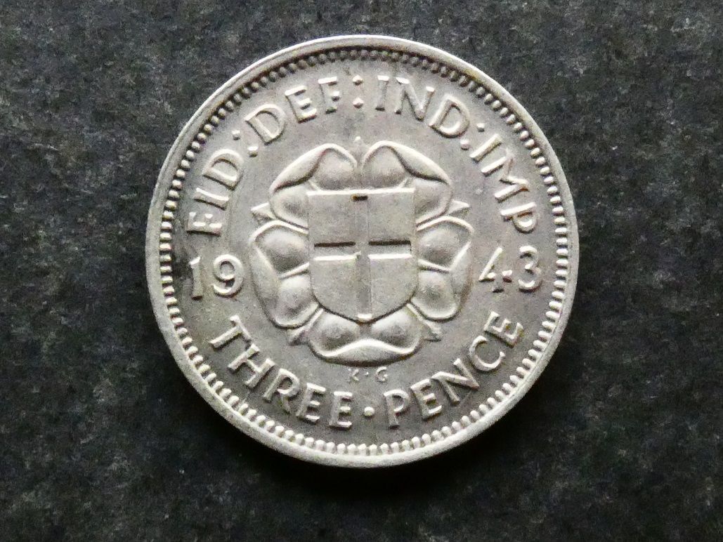Threepence, 1943, currency issue.