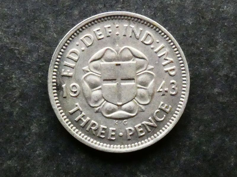 Threepence, 1943, currency issue.