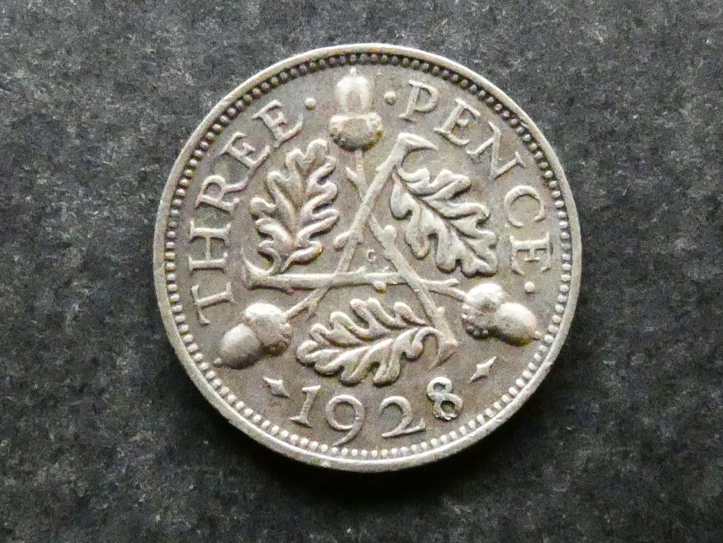 Threepence, 1928, currency issue.