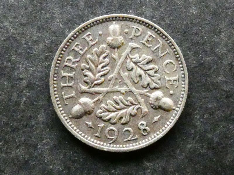 Threepence, 1928, currency issue.