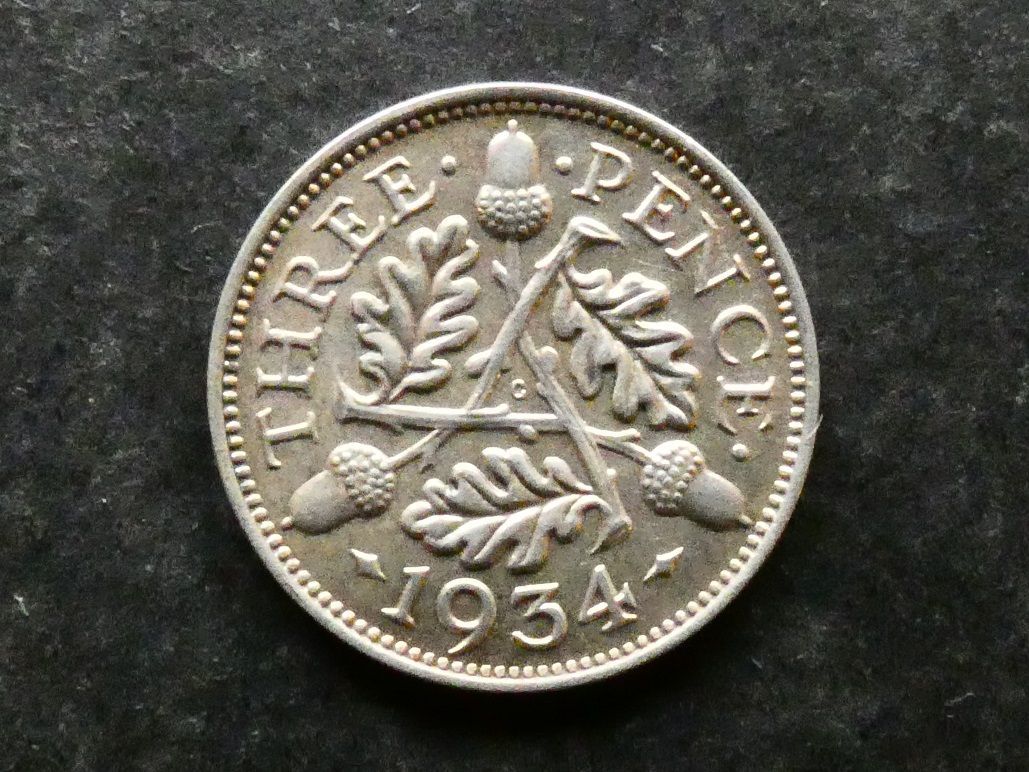 Threepence, 1934, currency issue.