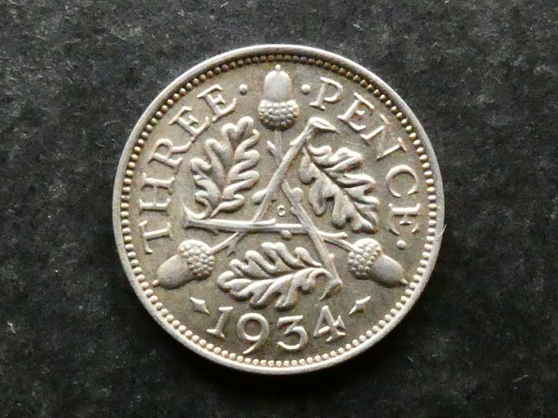 Threepence, 1934, currency issue.