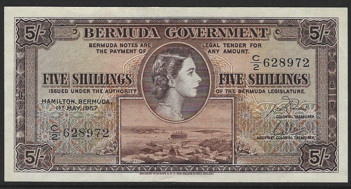 Bermuda, 5 Shillings,  1st May 1957