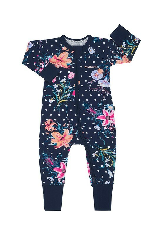 Polka Dot Floral Navy Wondersuit