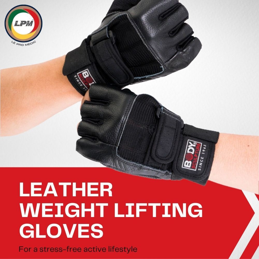 SPANDEX/LEATHER FITNESS GLOVES