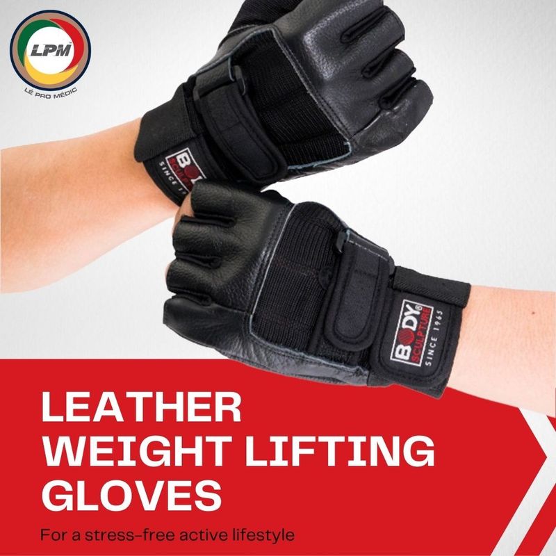 SPANDEX/LEATHER FITNESS GLOVES