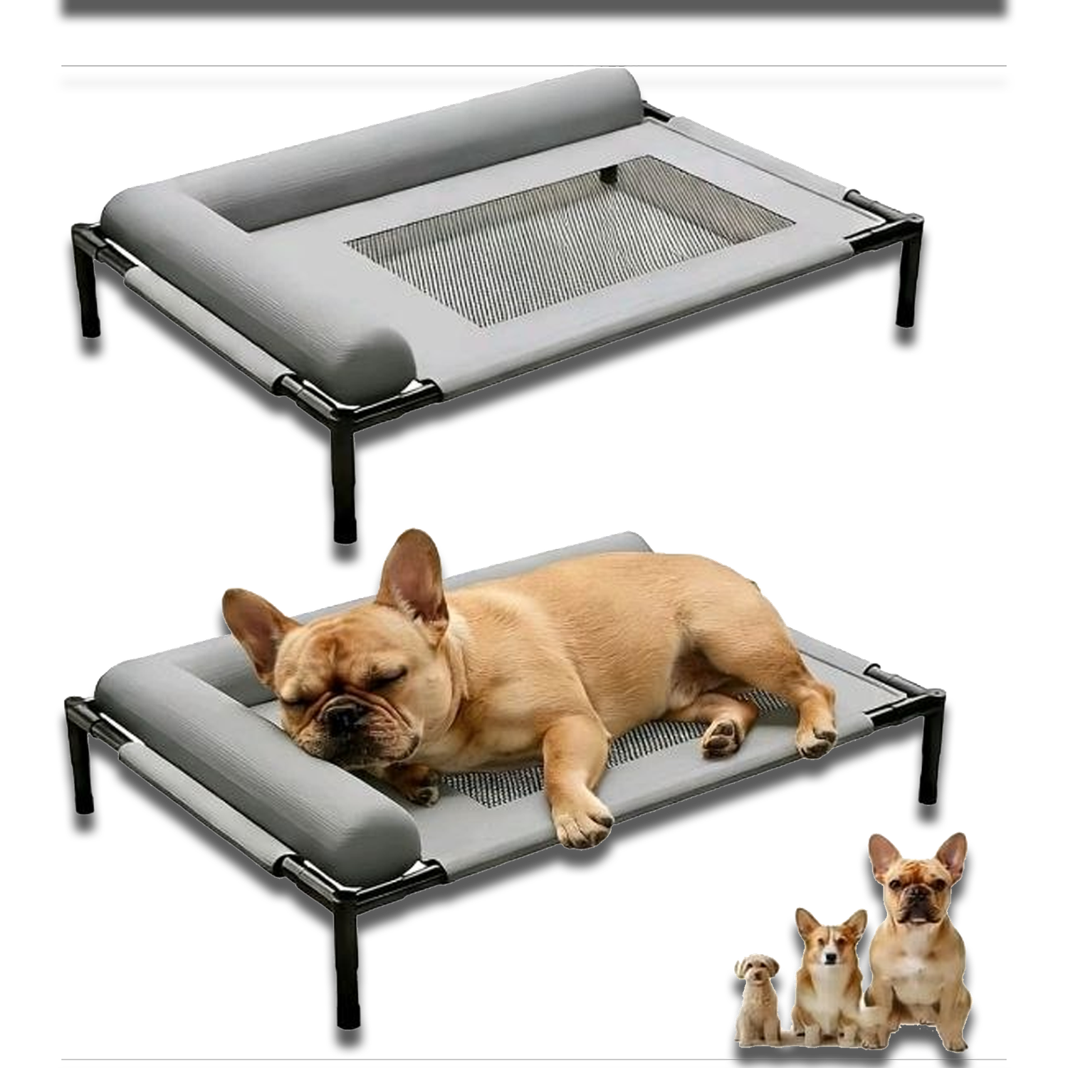 Cama Elevada para Perro Portátil con Malla Lavable