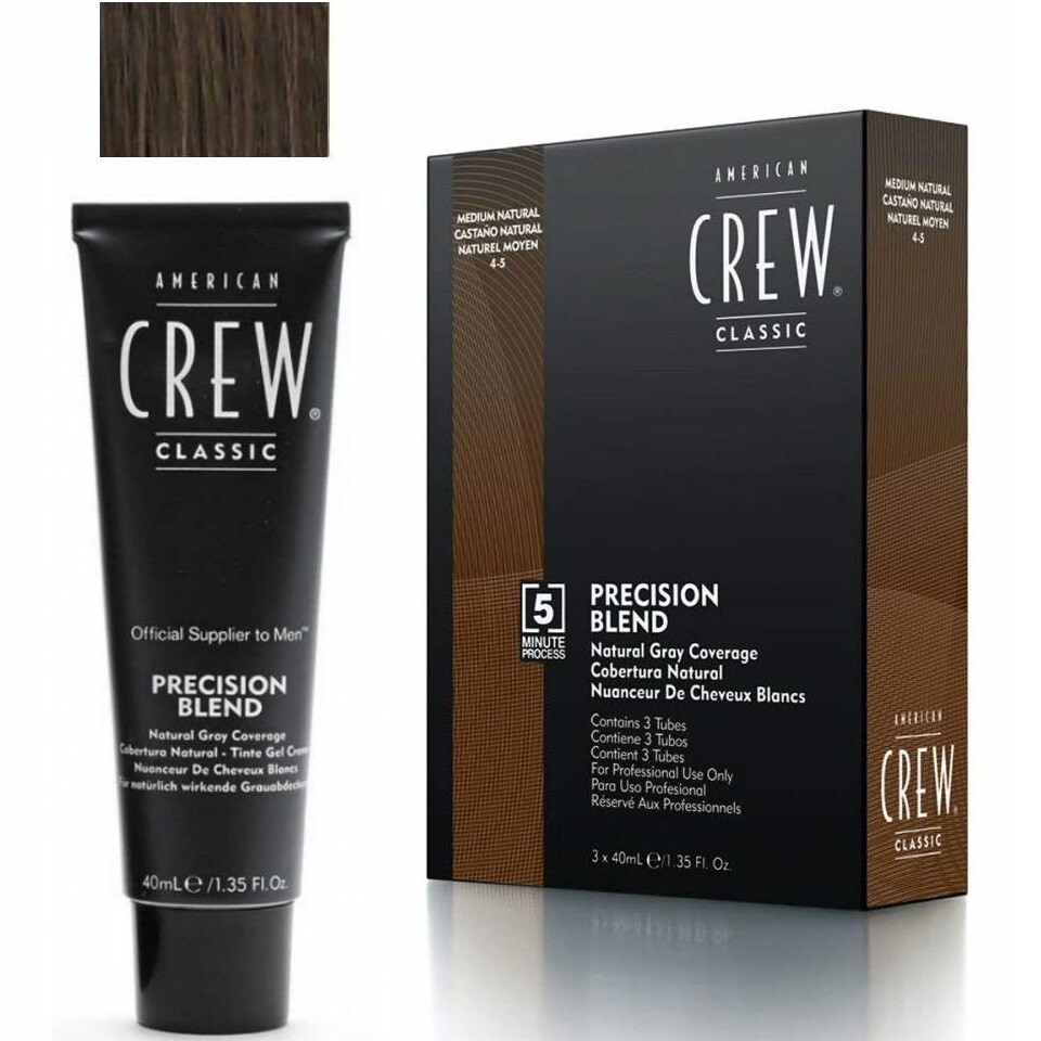 American Crew Precision Blend - Краска для седых волос натуральный оттенок 4/5, 3х40 мл