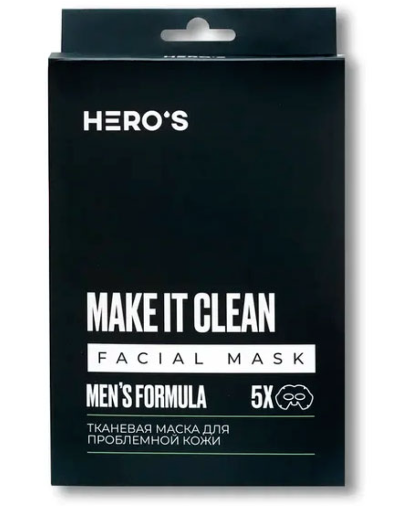 Hero'S Make It Clean Facial Mask - Тканевая маска для проблемной кожи 20 г х 5 шт