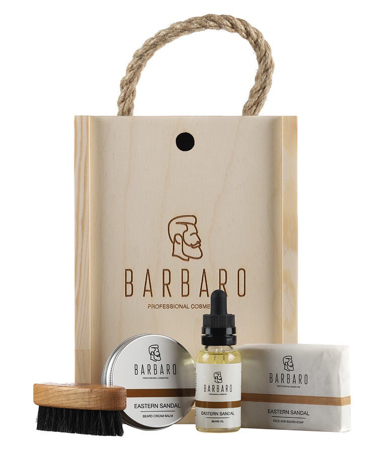 Barbaro Beard Set - Подарочный набор для ухода за бородой в деревянном боксе
