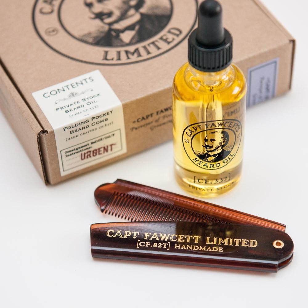 Подарочный набор Captain Fawcett Beard Oil (CF.332) & Folding Pocket Beard Comb (CF.82T)