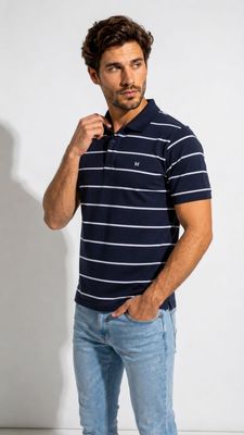 POLO MARINO DE RAYAS BLANCAS