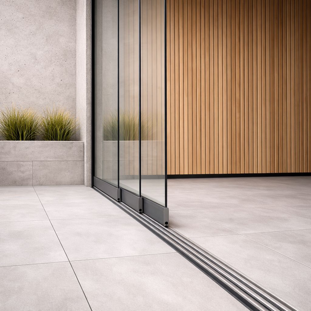 3-Rail Glazen Schuifwand tot 3000 mm breed (3x 1030mm glas)