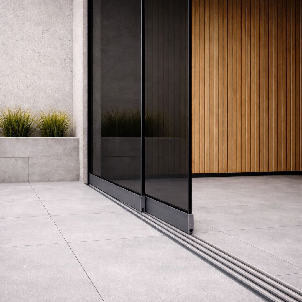 3-Rail getinte Glazen Schuifwand tot 1620 mm breed (2x 820mm glas)