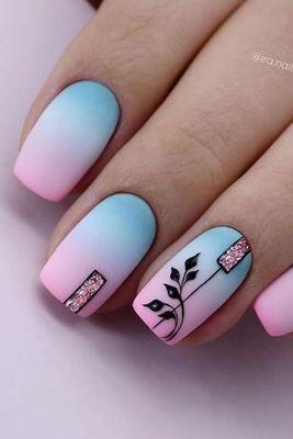 Ombre Press On Nails with Nail Art