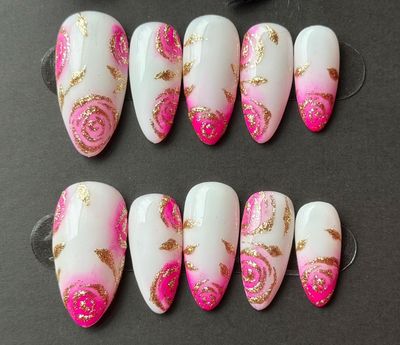Press On Nails with Hand Painted Nail Art