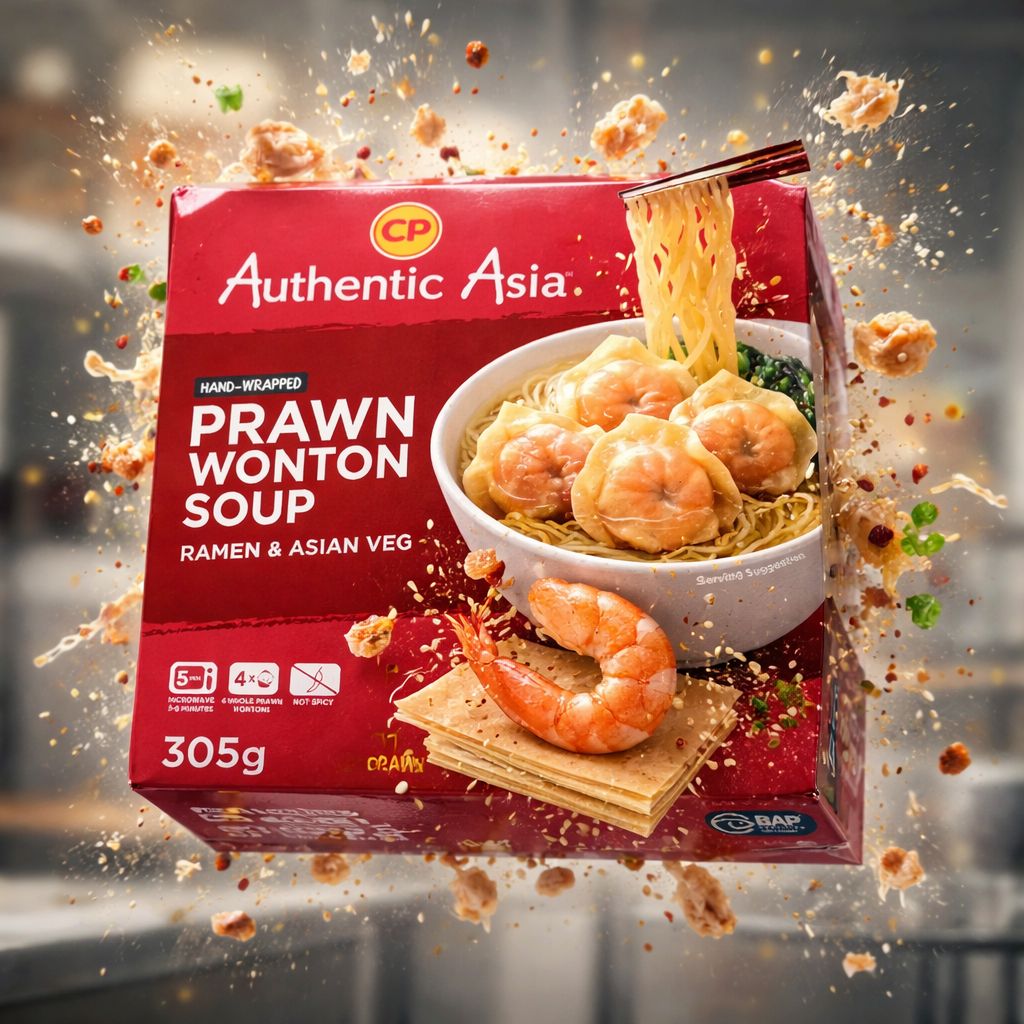 Frozen prawn wonton soup