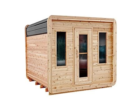 8 Foot Cube Red Cedar Sauna, Heater Option: Electric, Roof Option: Black, Stain Upgrade: Natural
